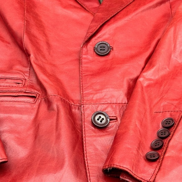 Kuhlman Genuine Leather 2 button Jacket Red Burgandy Women's Size 2 - Picture 4 of 10